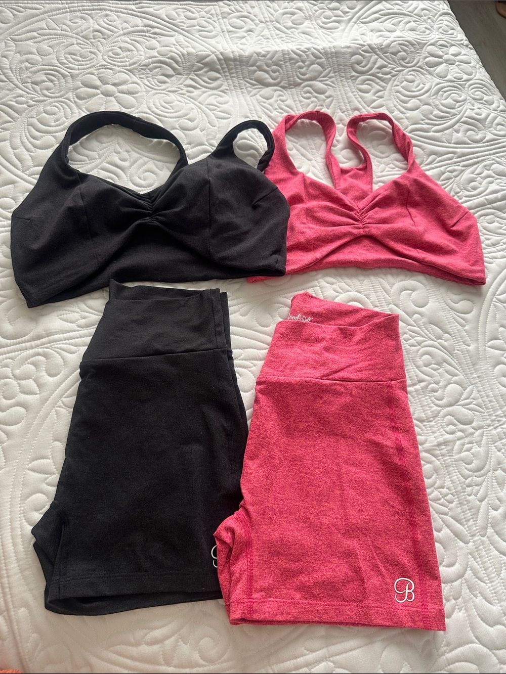 Bombshell Sportswear Black & Pink Seamless Bra and Short Set